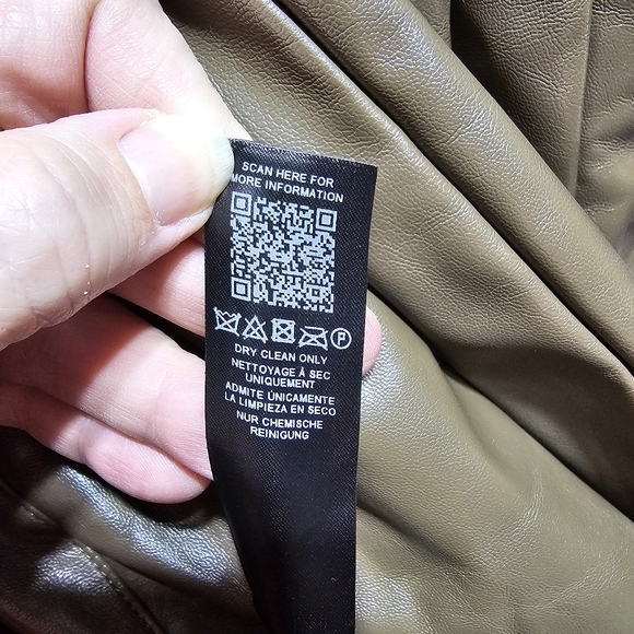 NWOT ASOS Design Women's Leather Look Longline Puffer Dark Olive Green Size 14 - Picture 8 of 8